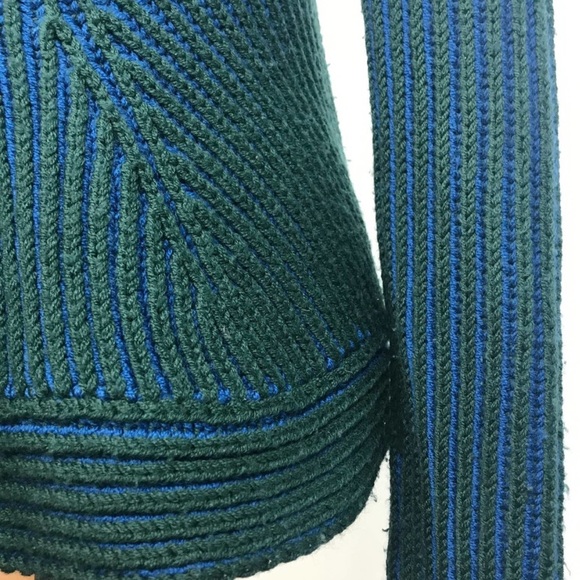 RACHEL ROY Green Blue Chunky Peplum Back Cardigan - Picture 5 of 13